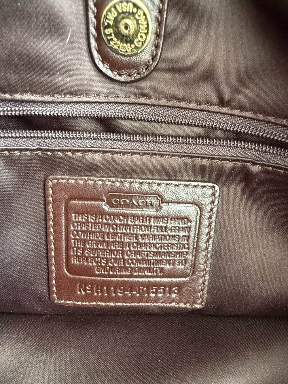 Coach Ashley Chocolate Brown Leather Shoulder Tote with Gold Hardware - Picture 8 of 15